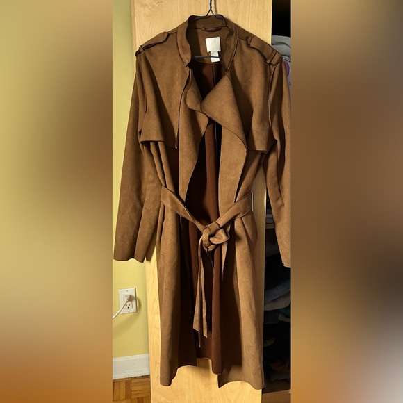 H&M Jackets & Blazers - H&M Classic Camel Faux Suede Trench Coat